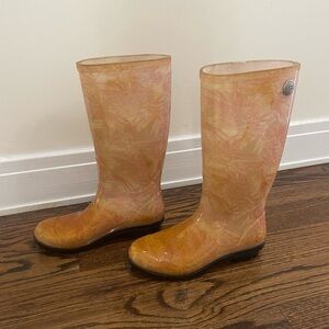 Womens Ugg Australia Shaye Island Pink Floral Tall Rubber Rain Boots Size 7 M